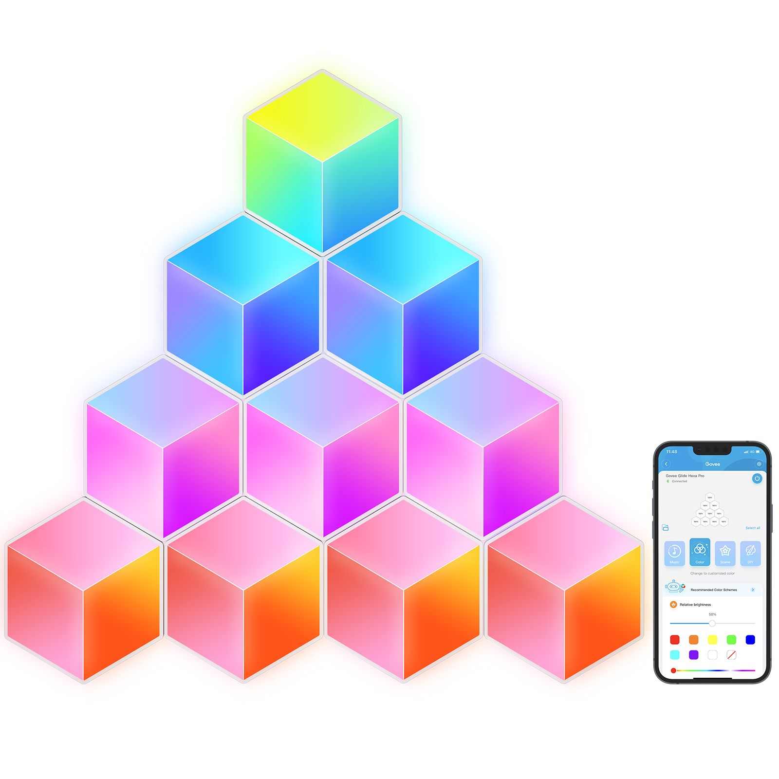 Govee - Glide Hexa Pro Lyspaneler – Smarte 3D RGBIC Veggpaneler - Gratis frakt v:8641594