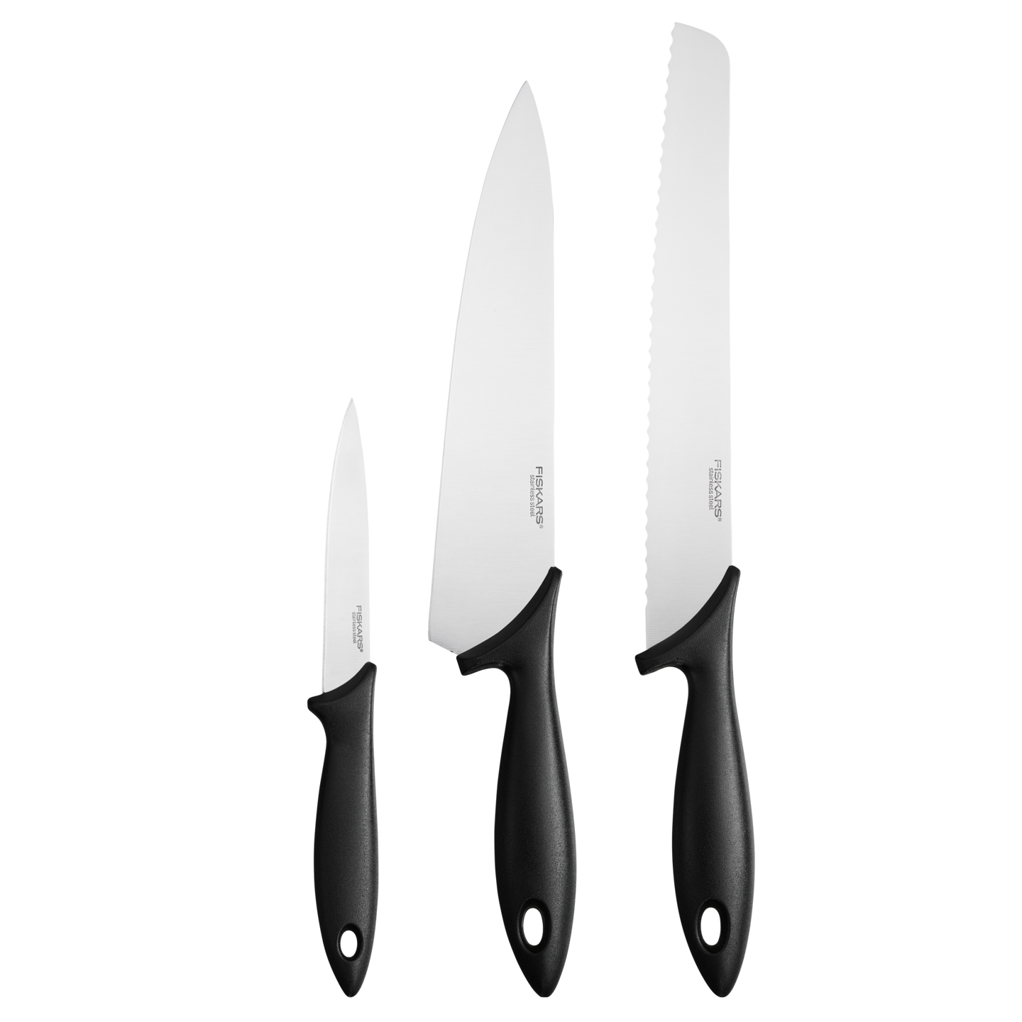 Fiskars – Essential Startsett – 3 Deler – Brødkniv, Kokkekniv & Grønnsakskniv v:2975671