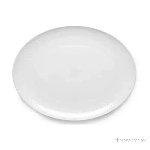 Lyngby Porcelæn - Rhombe Hvitt Ovalt Serveringsfat - 42x32 cm - White - Gratis frakt v:4172031
