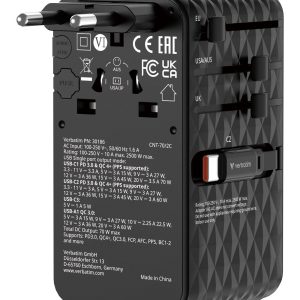 Verbatim – Charge 'n' Travel 70W 2C retractable Universal Travel Adapter Black – Gratis frakt v:2067629 Verbatim – Charge 'n' Travel 70W 2C retractable Universal Travel Adapter Black – Gratis frakt v:2067629