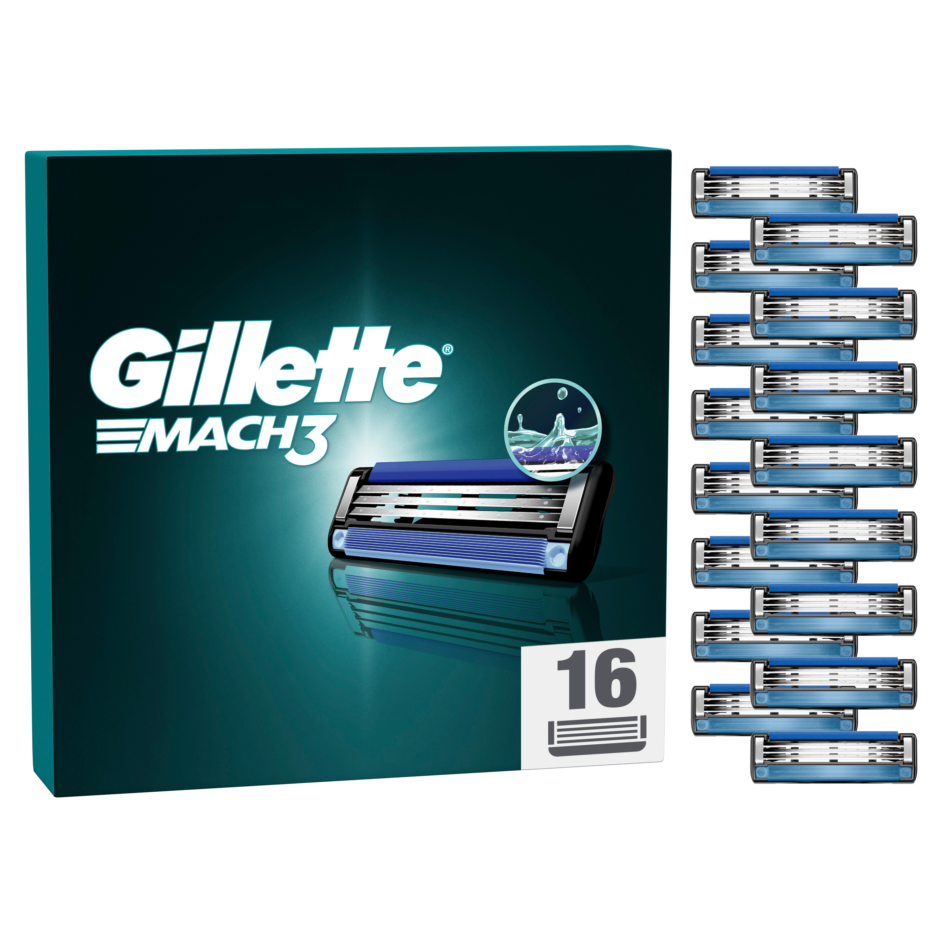 Gillette - Mach3 Barberblader - Blå/Sort - 16 stk. v:2212623