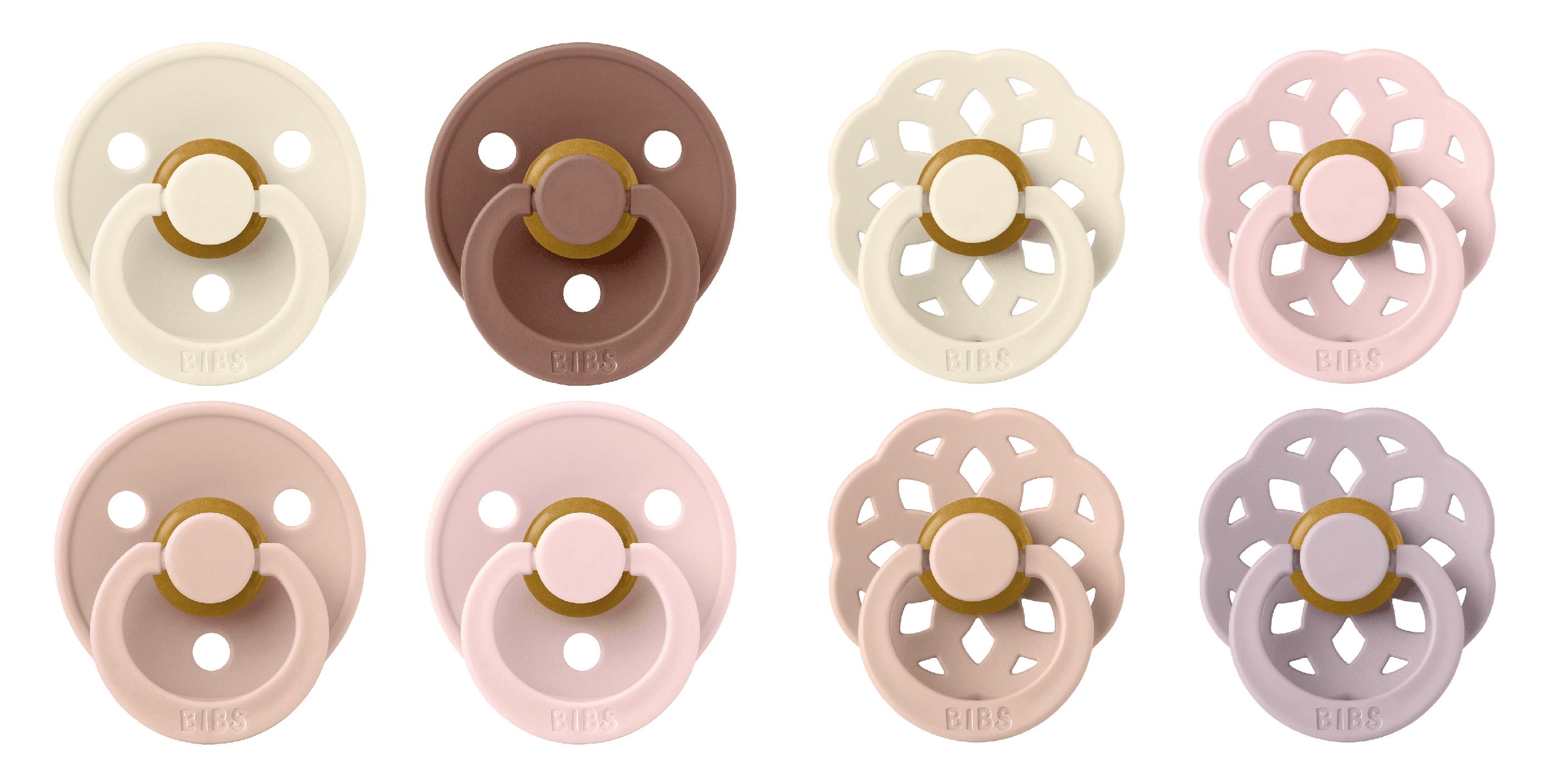 BIBS - Pacifier Colour 4 PACK - Ivory/Blush/Woodchuck/Blossom + 4 PACK - Dusky Lilac Mix - Size 2 v:3663168